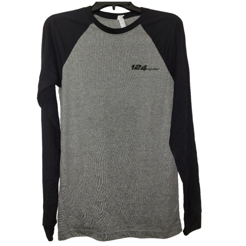 Genuine Fiat 124 Spider Raglan Long Sleeve  Shirt - Gray & Black Unisex Size S